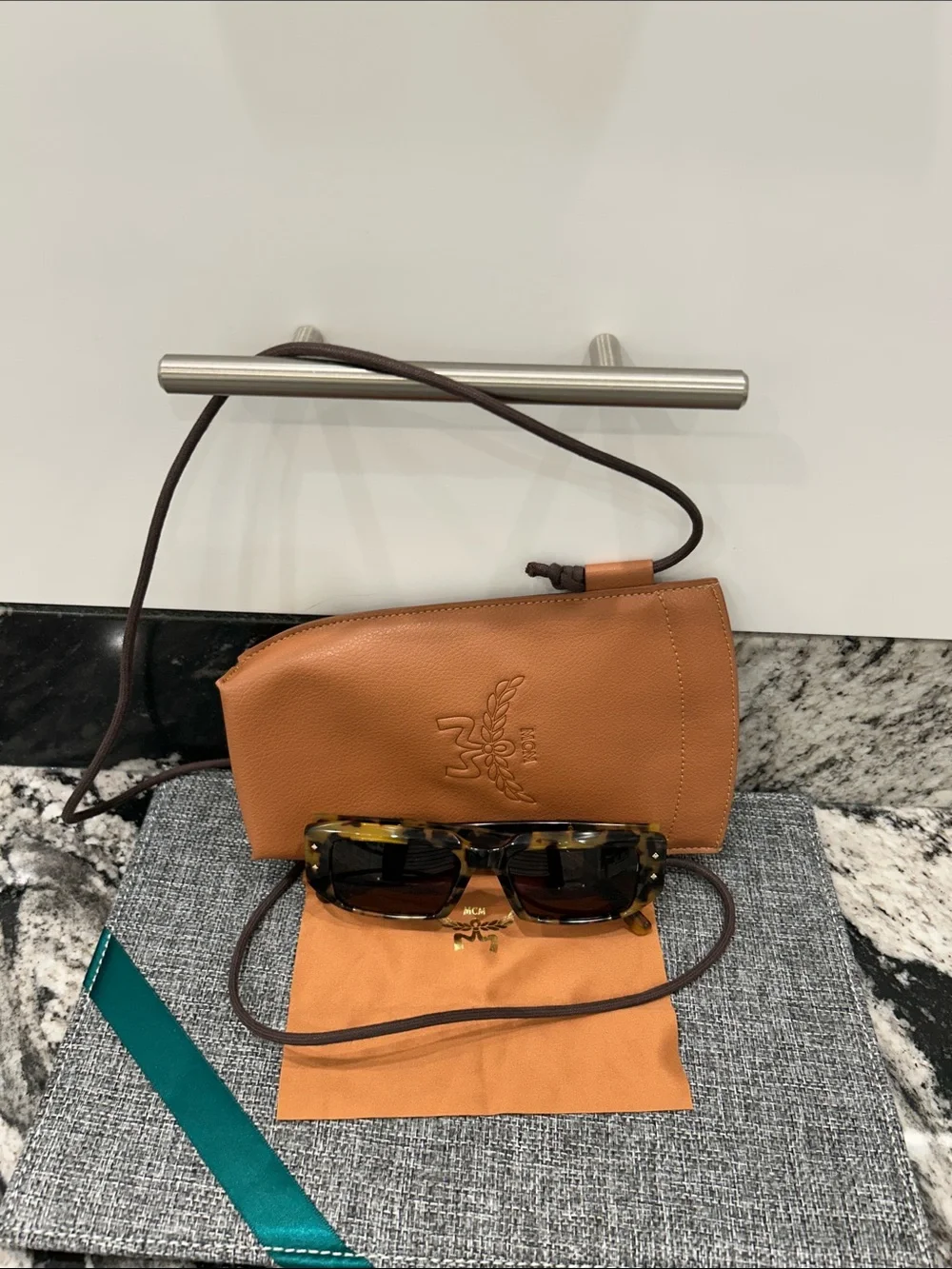 MCM Tortoiseshell Rectangular Sunglasses with Brown Lenses